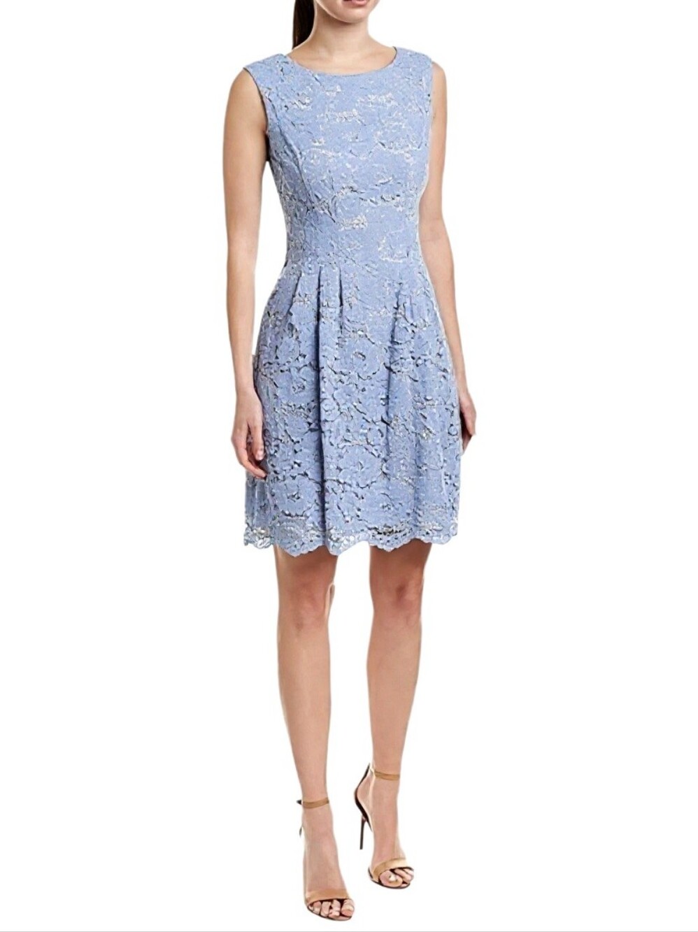 Vince Camuto Blue Lace Sleeveless Fit & Flare Dress Size 8 Wedding Guest Party